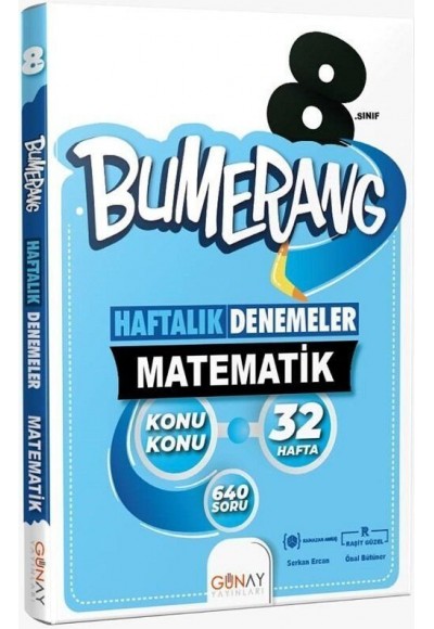 Günay Yayınları 8. Sınıf Matematik Bumerang Konu Konu Haftalık Denemeler