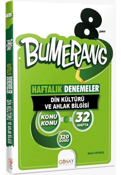 Günay Yayınları 8. Sınıf Din Kültürü ve Ahlak Bilgisi Bumerang Konu Konu Haftalık Denemeler