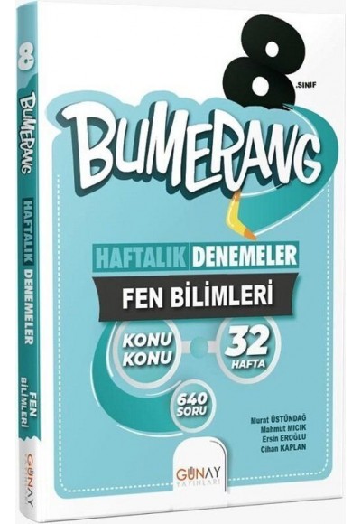 Günay Yayınları 8. Sınıf Fen Bilimleri Bumerang Konu Konu Haftalık Denemeler