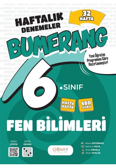 Günay Yayınları 6. Sınıf Fen Bilimleri Bumerang 32 Haftalık Denemeler