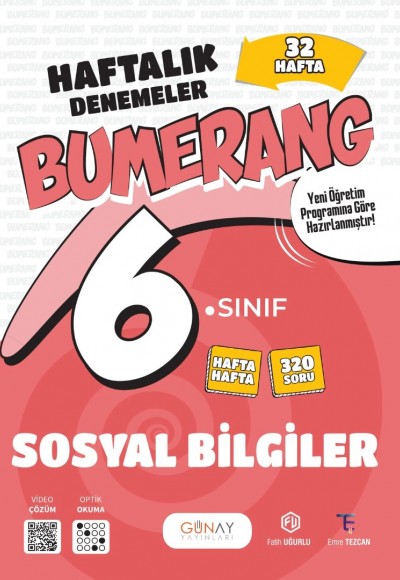 Günay Yayınları 6. Sınıf Sosyal Bilgiler Bumerang 32 Haftalık Denemeler