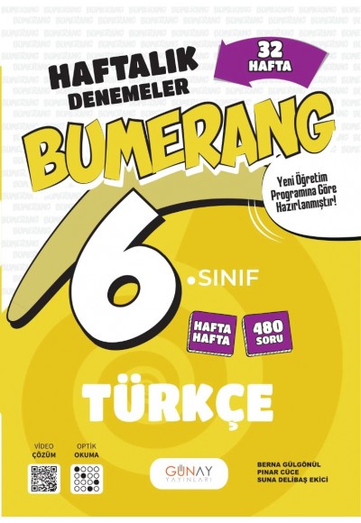 Günay Yayınları 6. Sınıf Türkçe Bumerang 32 Haftalık Denemeleri