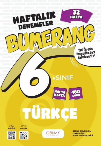 Günay Yayınları 6. Sınıf Türkçe Bumerang 32 Haftalık Denemeleri