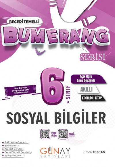 Günay Yayınları 6. Sınıf Sosyal Bilgiler Etkinlikli Bumerang Serisi Akıllı Defter