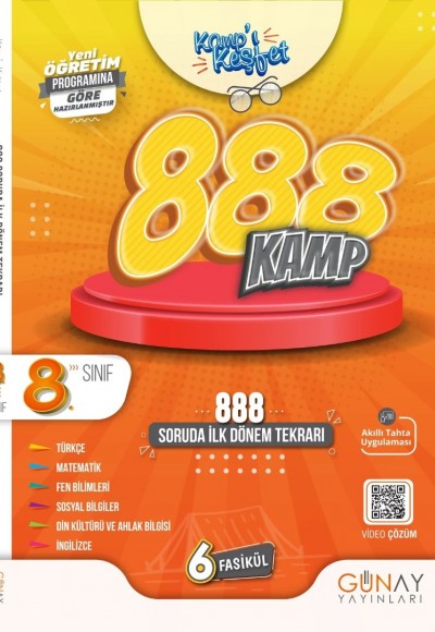 Günay Yayınları 8. Sınıf 888 Soruda İlk Dönem Kamp Kitabı
