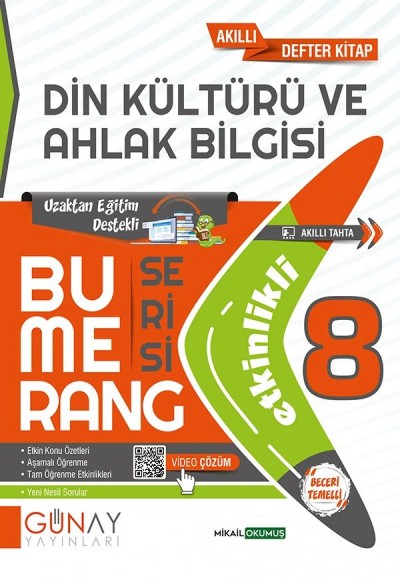 Günay Yayınları 8. Sınıf Bumerang Serisi Din Kültürü ve Ahlak Bilgisi Konu Anlatımlı ve Etkinlikli Soru Bankası
