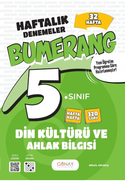 Günay Yayınları 5. Sınıf Din Kültürü ve Ahlak Bilgisi Bumerang 32 Haftalık Denemeleri