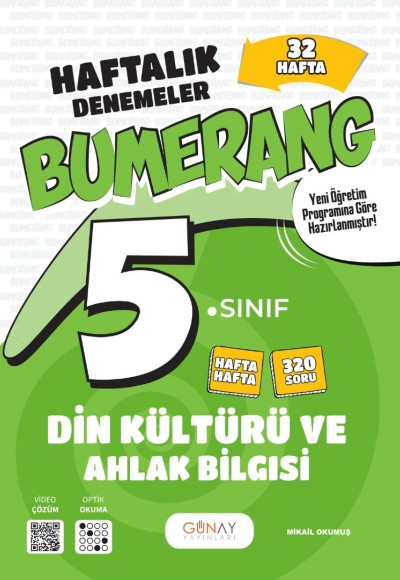 Günay Yayınları 5. Sınıf Din Kültürü ve Ahlak Bilgisi Bumerang 32 Haftalık Denemeleri
