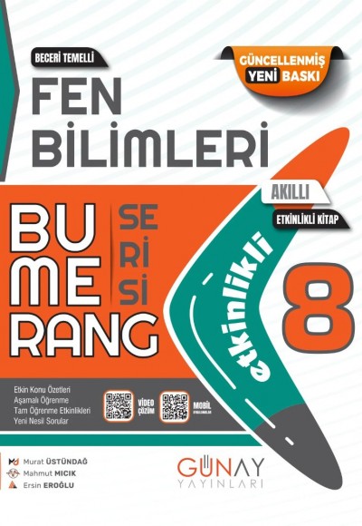 Günay Yayınları 8. Sınıf Bumerang Serisi Fen Bilimleri Konu Anlatımlı ve Etkinlikli Soru Bankası