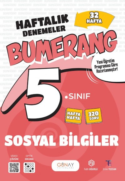 Günay Yayınları 5. Sınıf Sosyal Bilgiler Bumerang 32 Haftalık Denemeleri