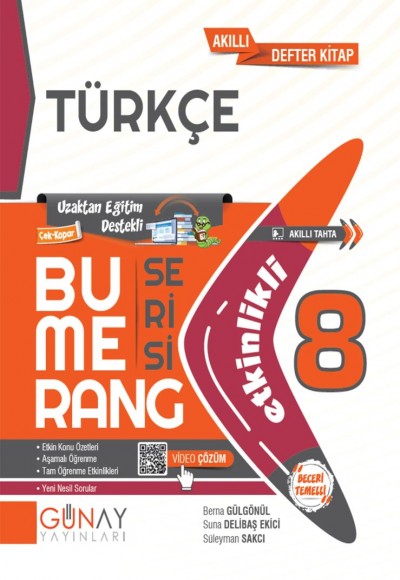 Günay Yayınları 8. Sınıf Türkçe Etkinlikli Defter Bumerang