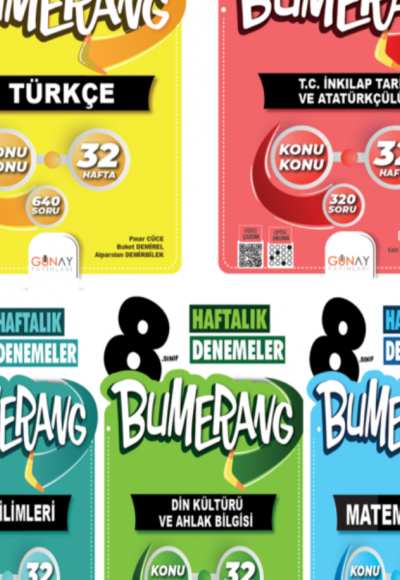 Günay Yayınları 8. Sınıf Bumerang 32 Haftalık Denemeler Seti (2026-2027)